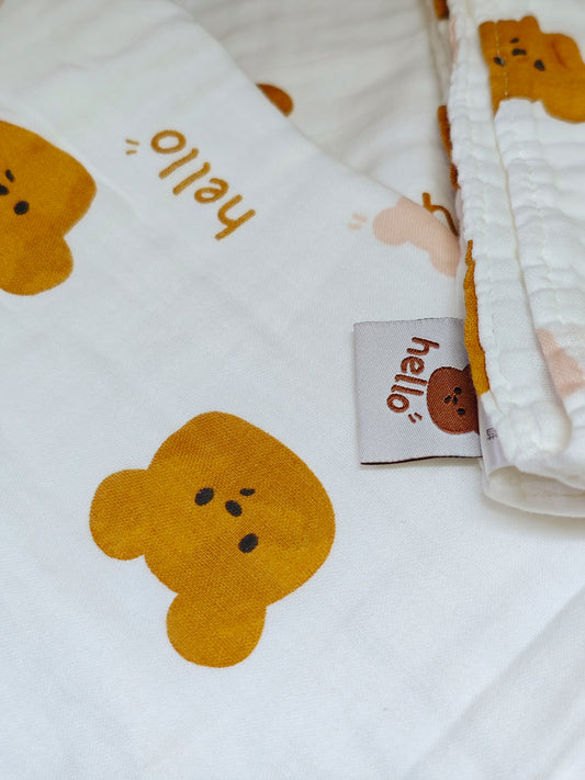 T69090 : Six Layers Baby Blanket 六層純棉紗巾浴巾 - 熊仔