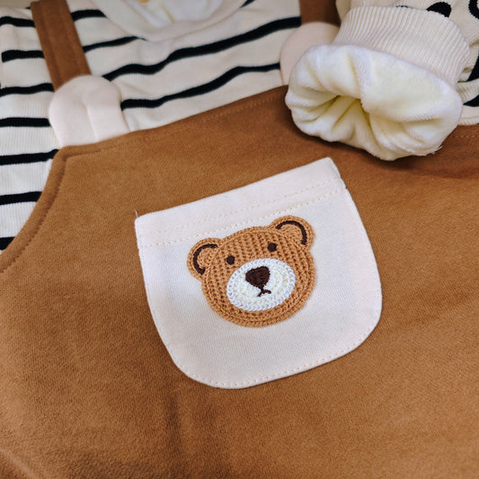 QD2017 : 夾絨假2件吊帶長袖連身衣