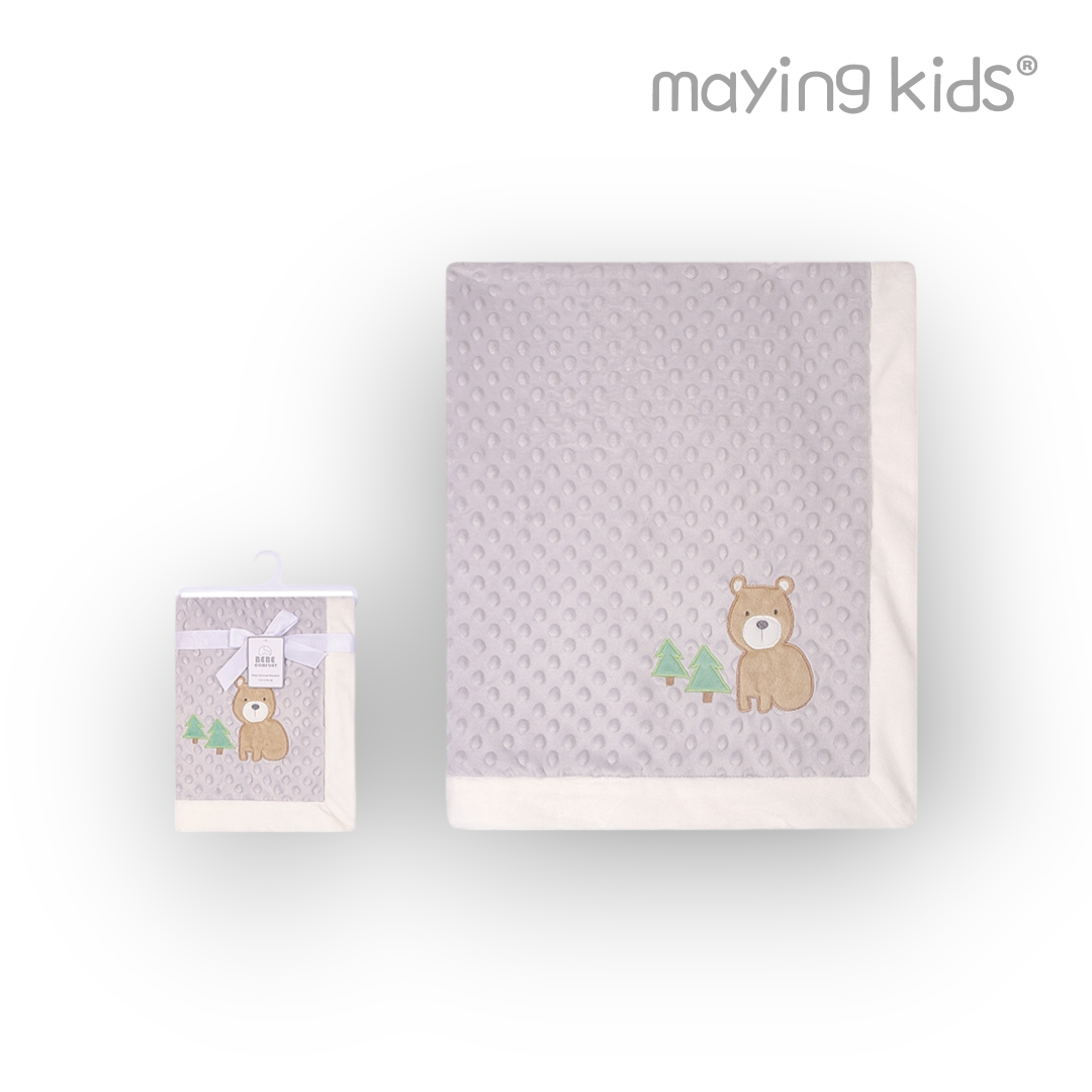 MP51923 : Baby Dotted Blanket - 熊仔刺繡圖案毯