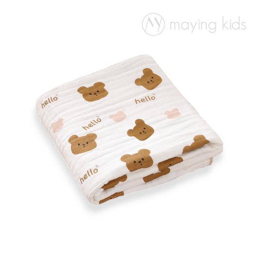 T69090 : Six Layers Baby Blanket 六層純棉紗巾浴巾 - 熊仔