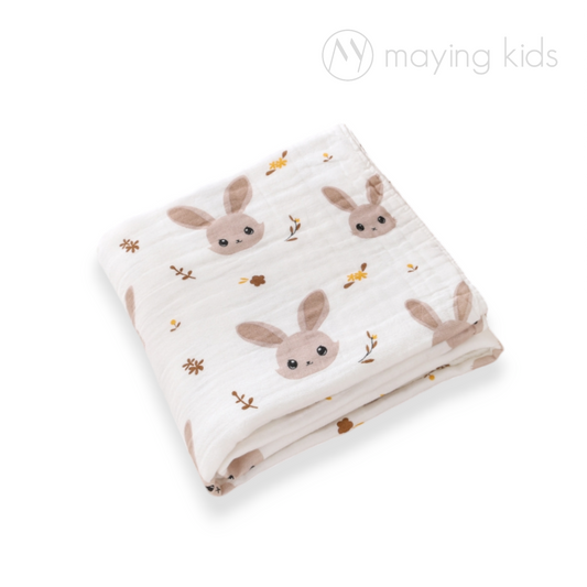 T69090 : Six Layers Baby Blanket 六層純棉紗巾浴巾 - 兔仔