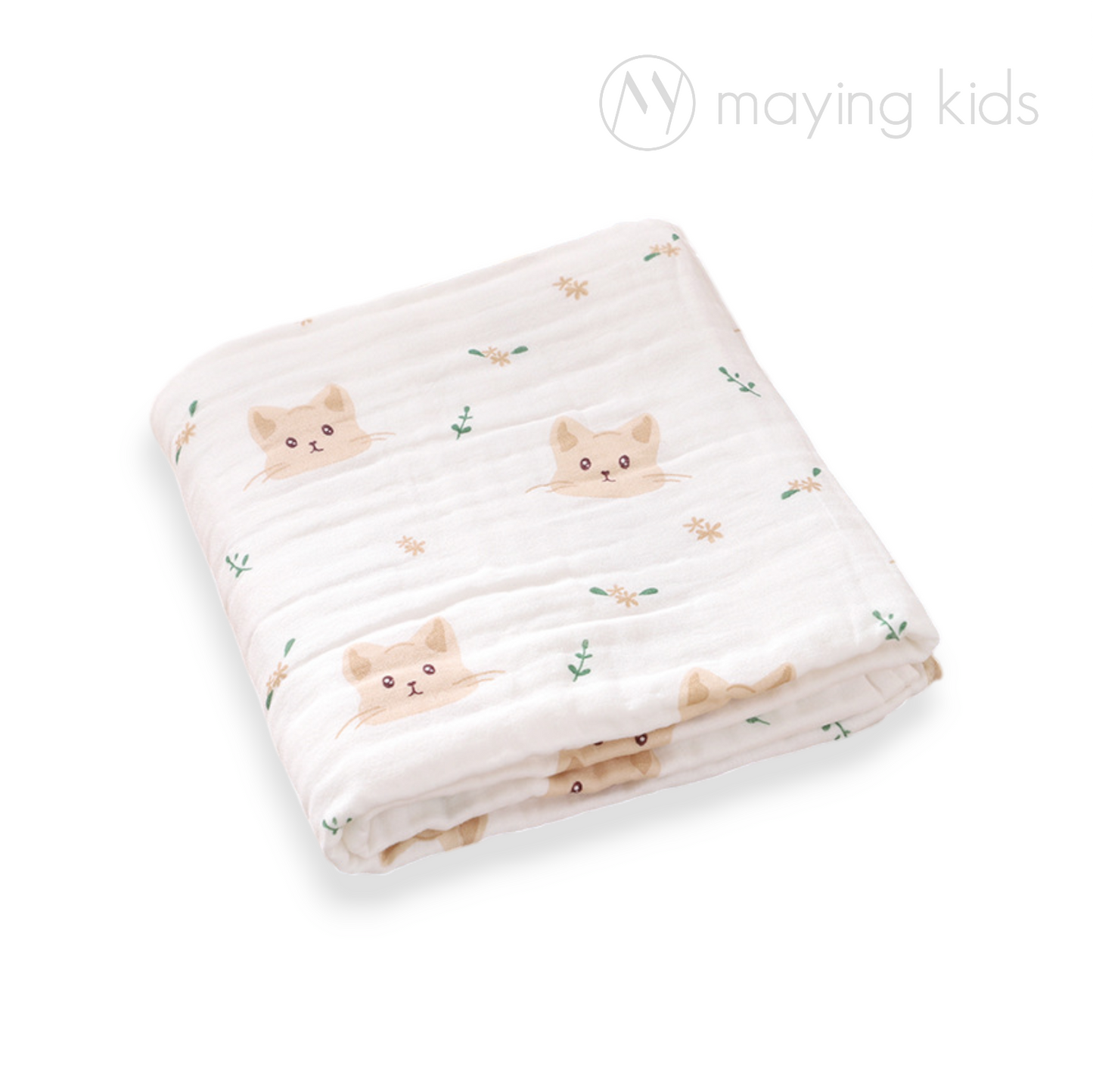 T69090 : Six Layers Baby Blanket 六層純棉紗巾浴巾 - 貓仔