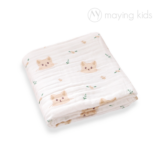 T69090 : Six Layers Baby Blanket 六層純棉紗巾浴巾 - 貓仔