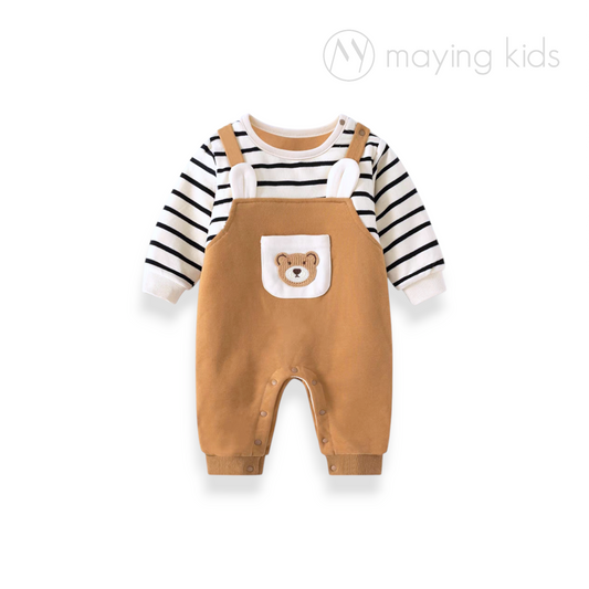 QD2017 : 夾絨假2件吊帶長袖連身衣