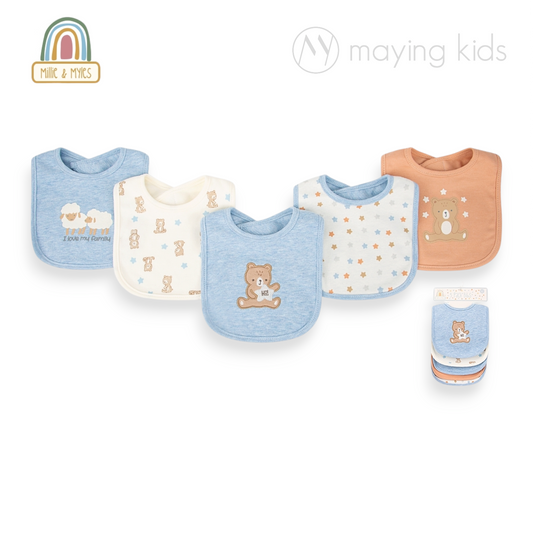 D05032: 5pc Cvc Interlock Bibs 5件裝魔術貼口水巾