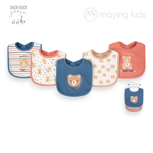 D05028 : 5pc Cvc Interlock Bibs 5件裝魔術貼口水巾