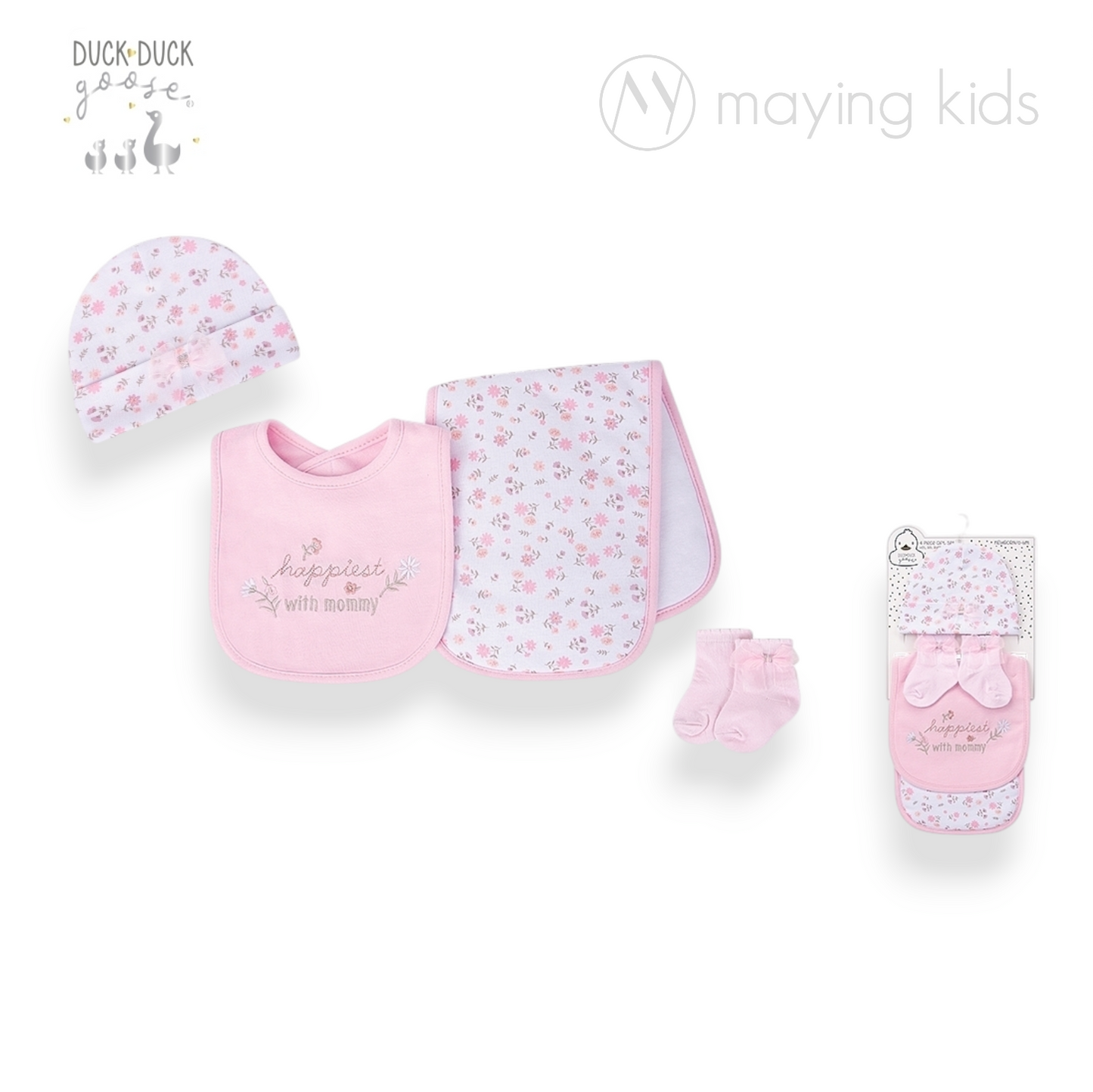 D05002 : 4pc Baby Gear Gift Set 4件裝禮品(帽-口水巾-奶巾-襪仔)