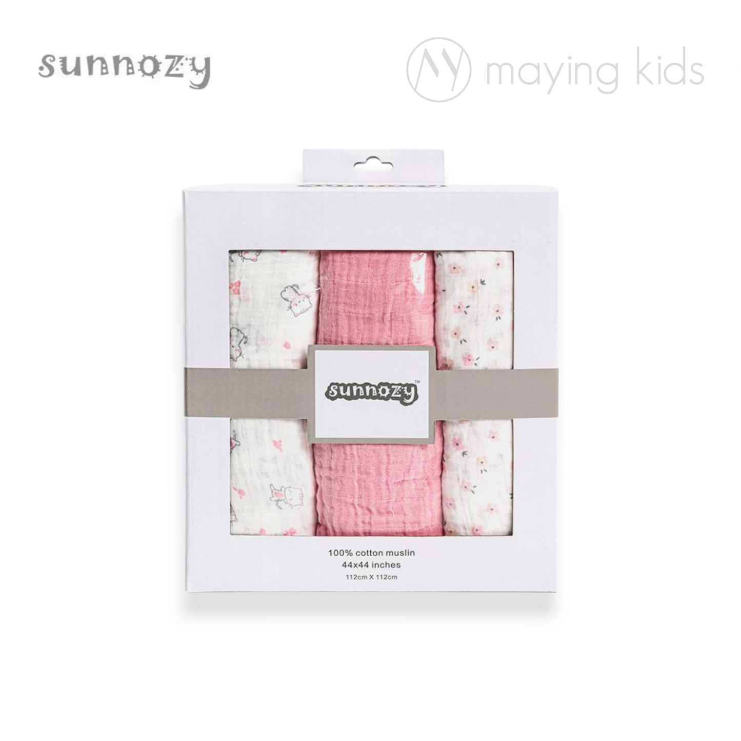 MSL087-B : Cotton Muslin Swaddle Blanket 3pc 柔軟紗棉紗巾三件裝