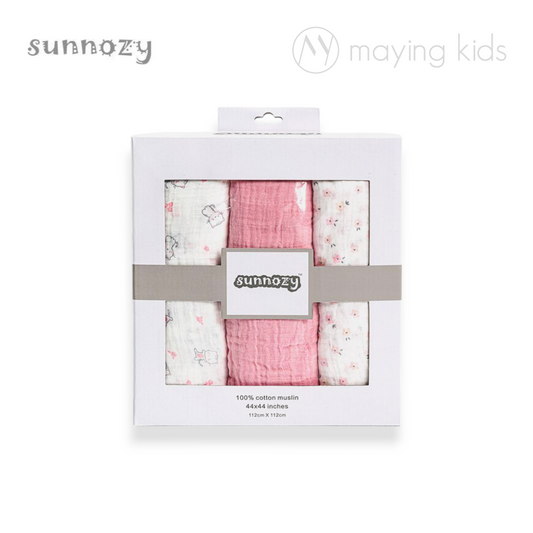 MSL087-B : Cotton Muslin Swaddle Blanket 3pc 柔軟紗棉紗巾三件裝