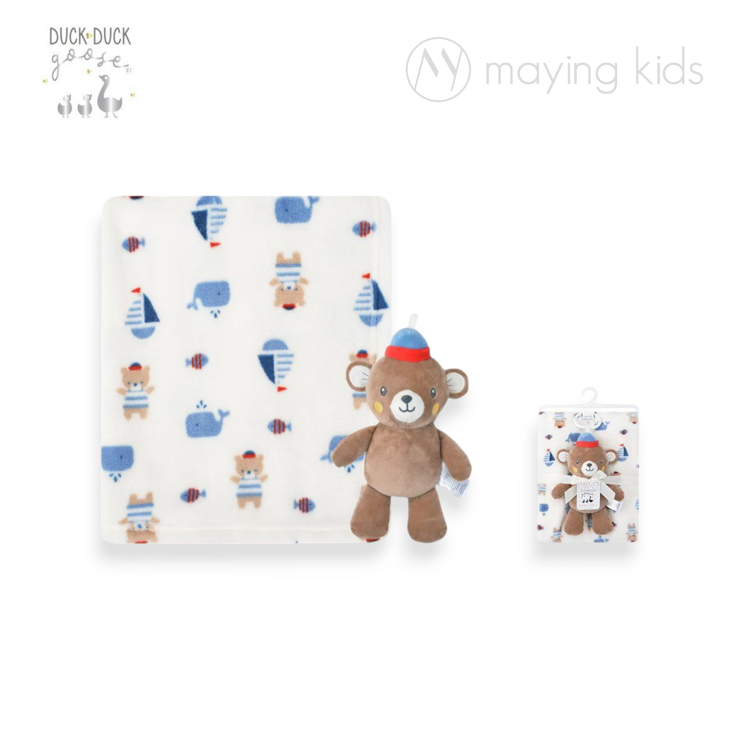 D05526: Plush Fleece Blanket And Doll 印花被毯及安撫巾公仔