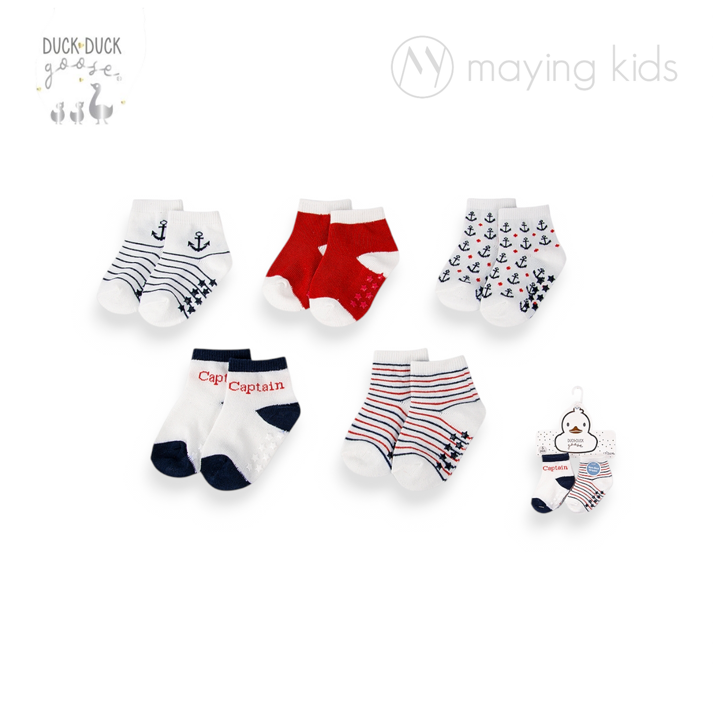 D57142JD: 5 Pairs Crew Socks With No-Skip 防滑襪5對裝
