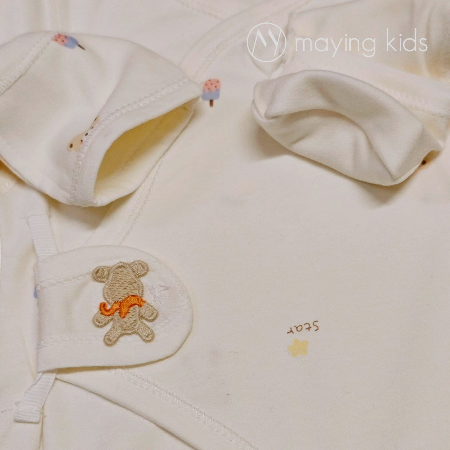 BG2512 : 純棉雙面布魔術貼連身衣 - 熊仔