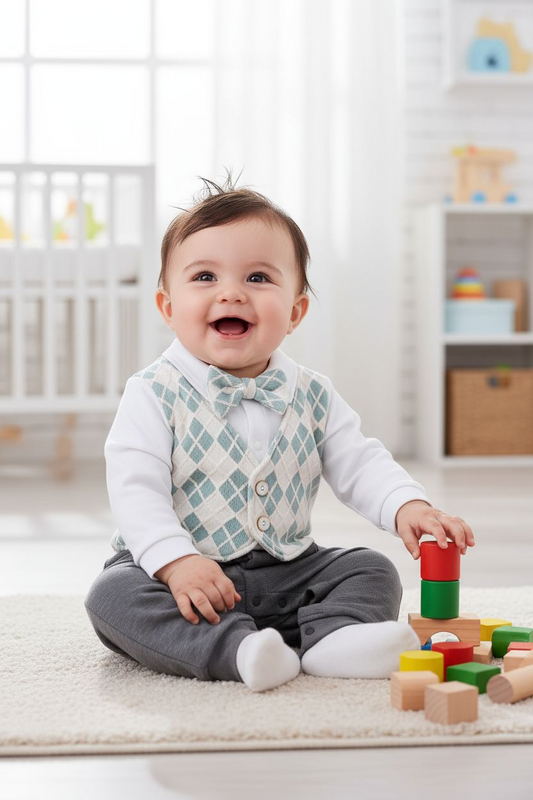 7106 : 長袖假2件禮服連身衣