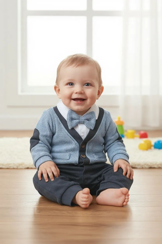 7102 : 長袖假2件禮服連身衣