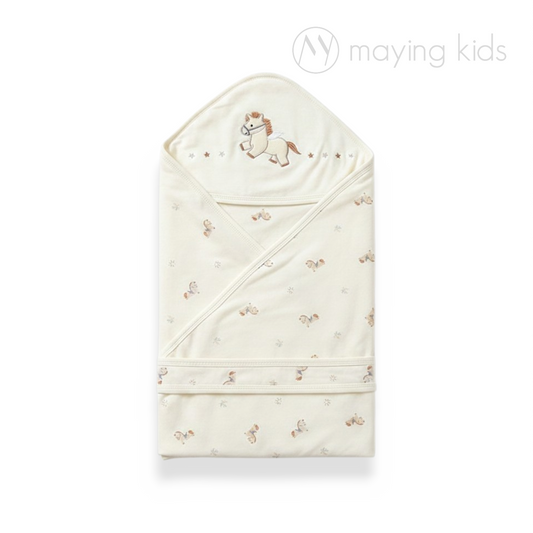 Baby Hooded Receiving Blanket 雙層精梳棉磨毛包被