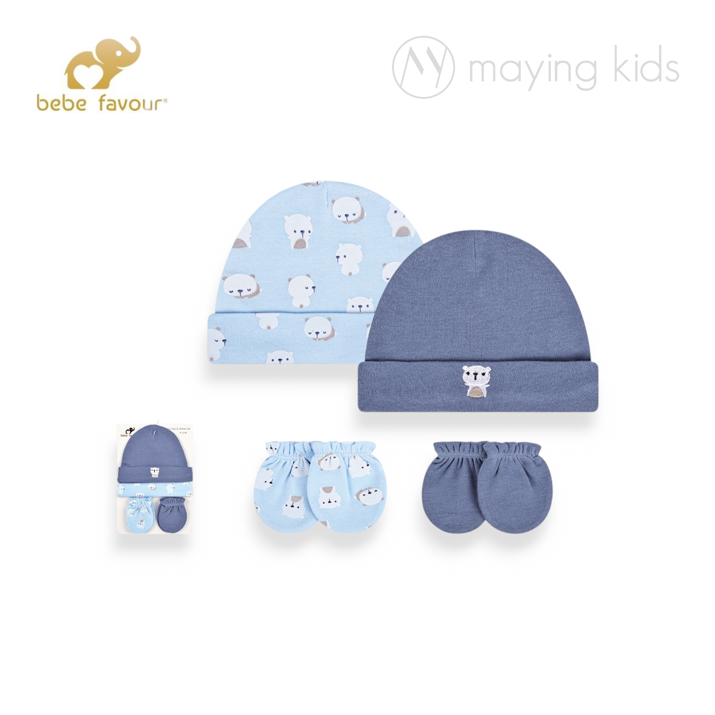 BP73690: 2pc Cap And 2pc Scratch Mitten Set 帽&手套