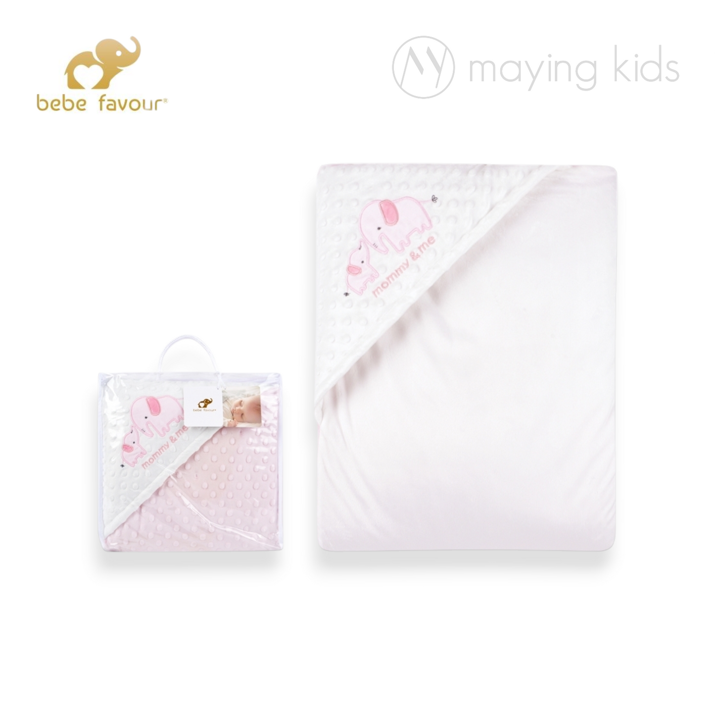 BP53553 : Baby Double Layer Dotted Blanket Hooded 夾棉豆豆毯包被