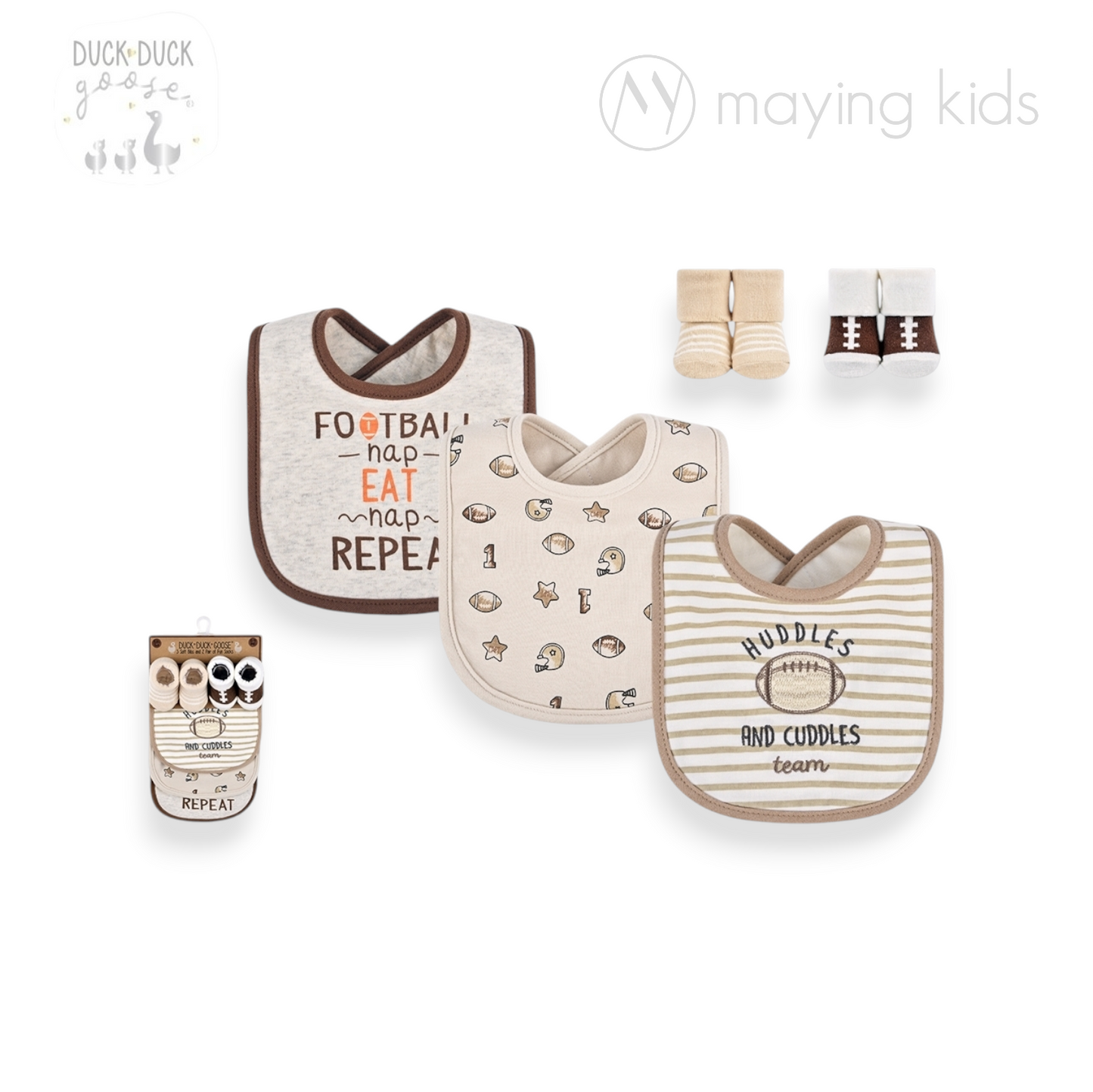 D05538 : 3pc Bibs And 2 Pair Of Fun Socks 3件裝口水巾&2對裝襪仔