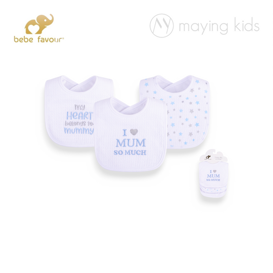 BP41597: Drooler Bib with Fiber Filled 3pc 夾棉口水巾3件裝
