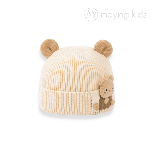 針織毛綫帽立體公仔 - 熊仔