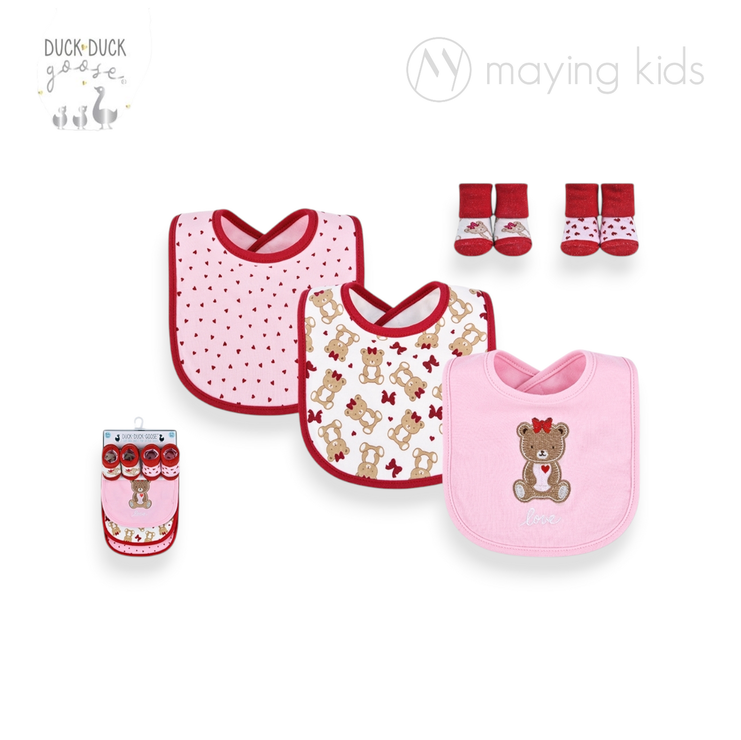 D09611 : 3pc Bibs And 2 Pair Of Fun Socks 3件裝口水巾&2對裝襪仔