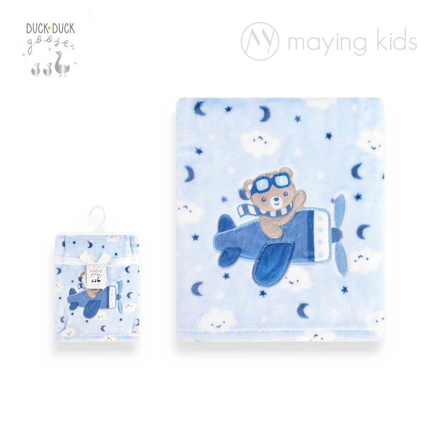 D09788LA: Print Blaket With Applique 刺綉毛毯