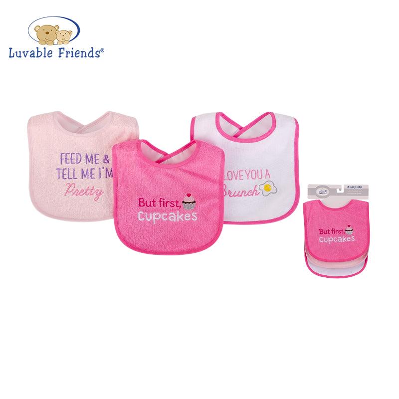 Knit Terry with PEVA Bib 防滲透口水肩 三件裝 - 小蛋糕