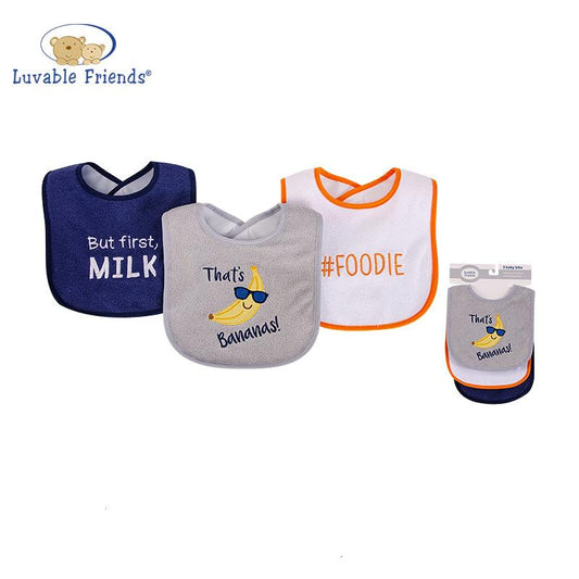 Knit Terry with PEVA Bib 防滲透口水肩 三件裝 - 香蕉