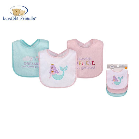 Knit Terry with PEVA Bib 防滲透口水肩 三件裝 - 美人魚