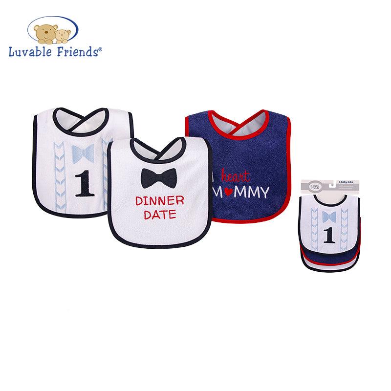 Knit Terry with PEVA Bib 防滲透口水肩 三件裝 - 1號