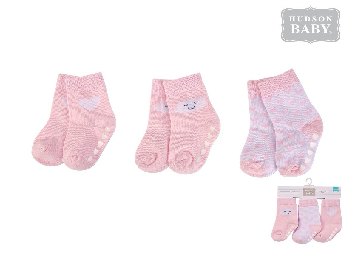 Baby Socks With Non-Skid 3pc 防滑襪仔3件裝 - 白雲心心