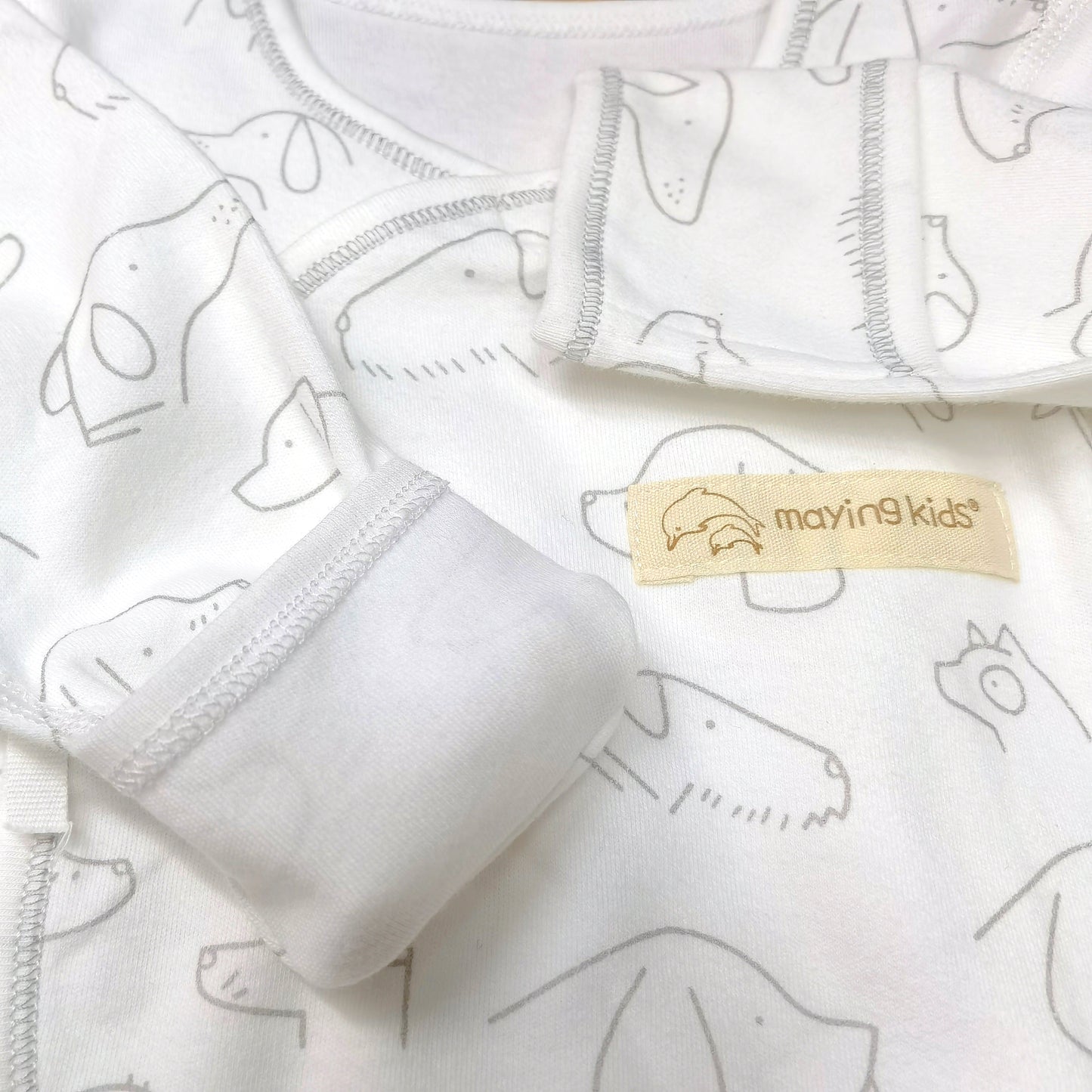 #2023 純棉雙面布綁帶連身衣 - 灰色