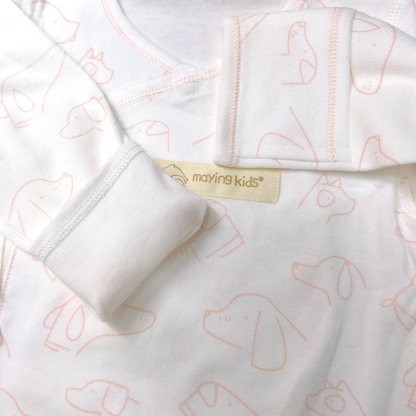 #2023 純棉雙面布綁帶連身衣 - 粉紅