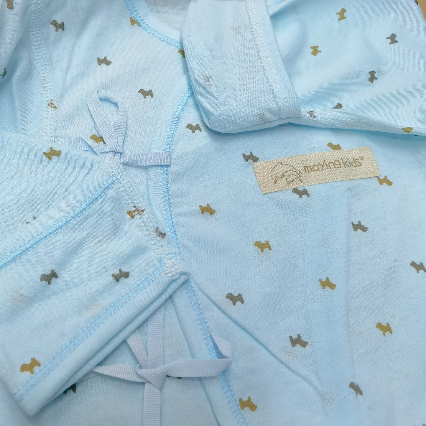 #J8012 純棉單面布綁帶連身衣 - 狗仔圖案