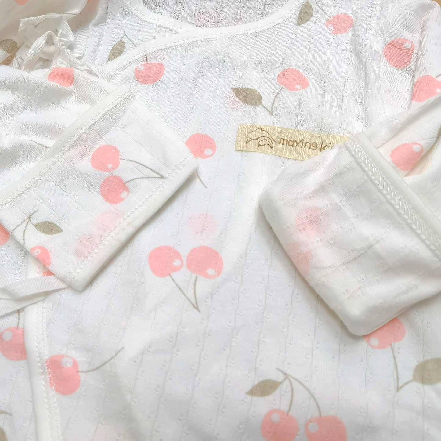 #K8021 純棉單面布綁帶連身衣 - 車厘子