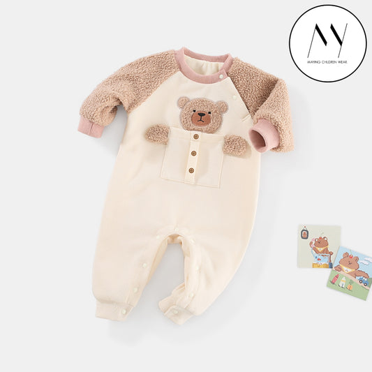 布袋熊仔 側開長袖連身衣 (夾絨)