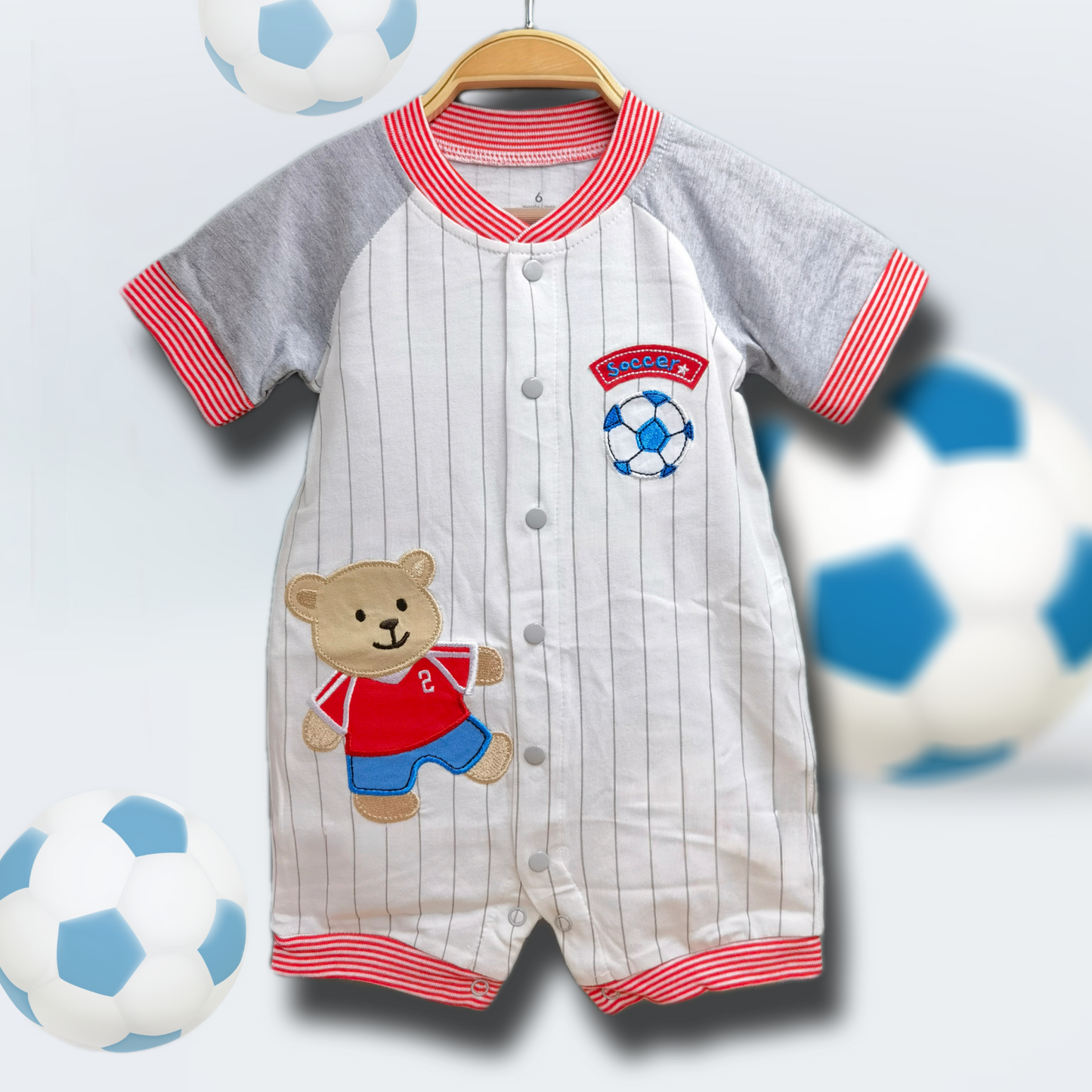 純棉短袖連身服(熊仔足球圖案🐻⚽️)