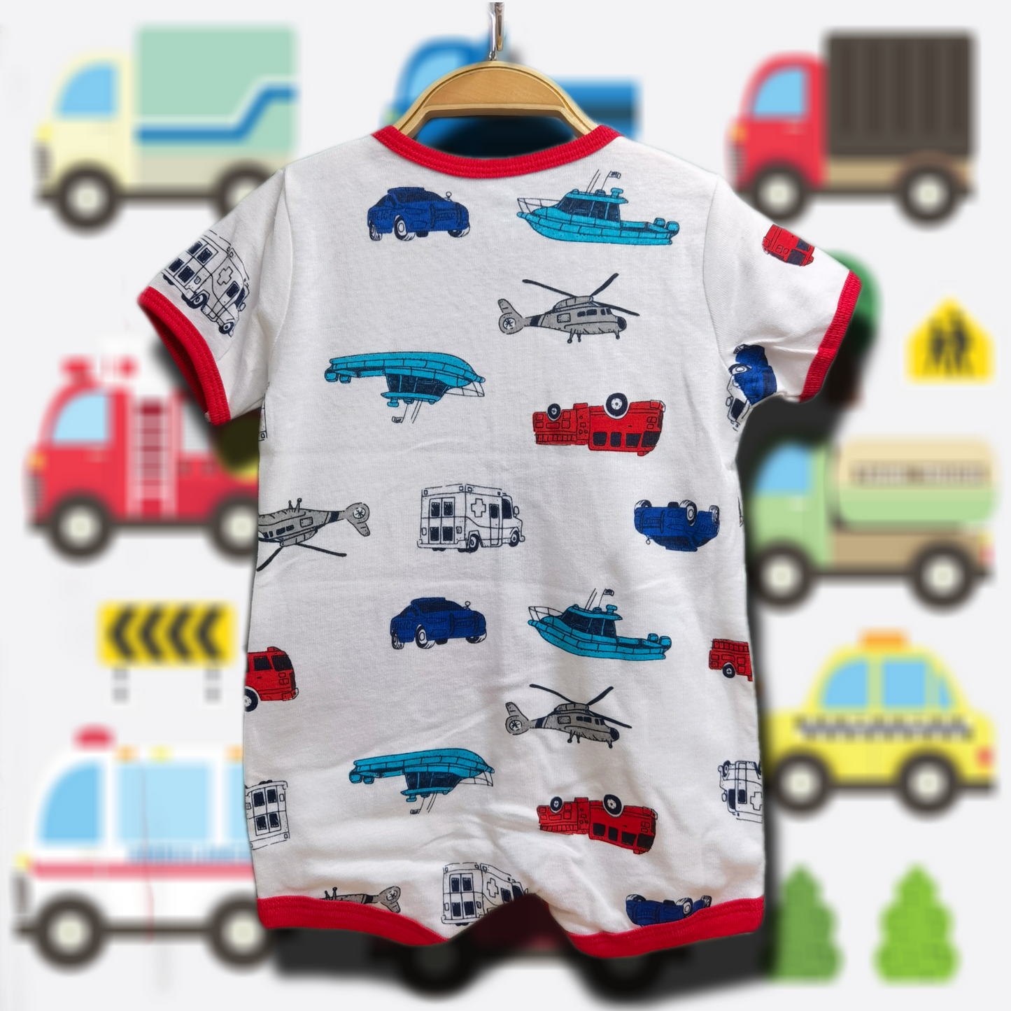 純棉短袖連身服(🚒🚑圖案)