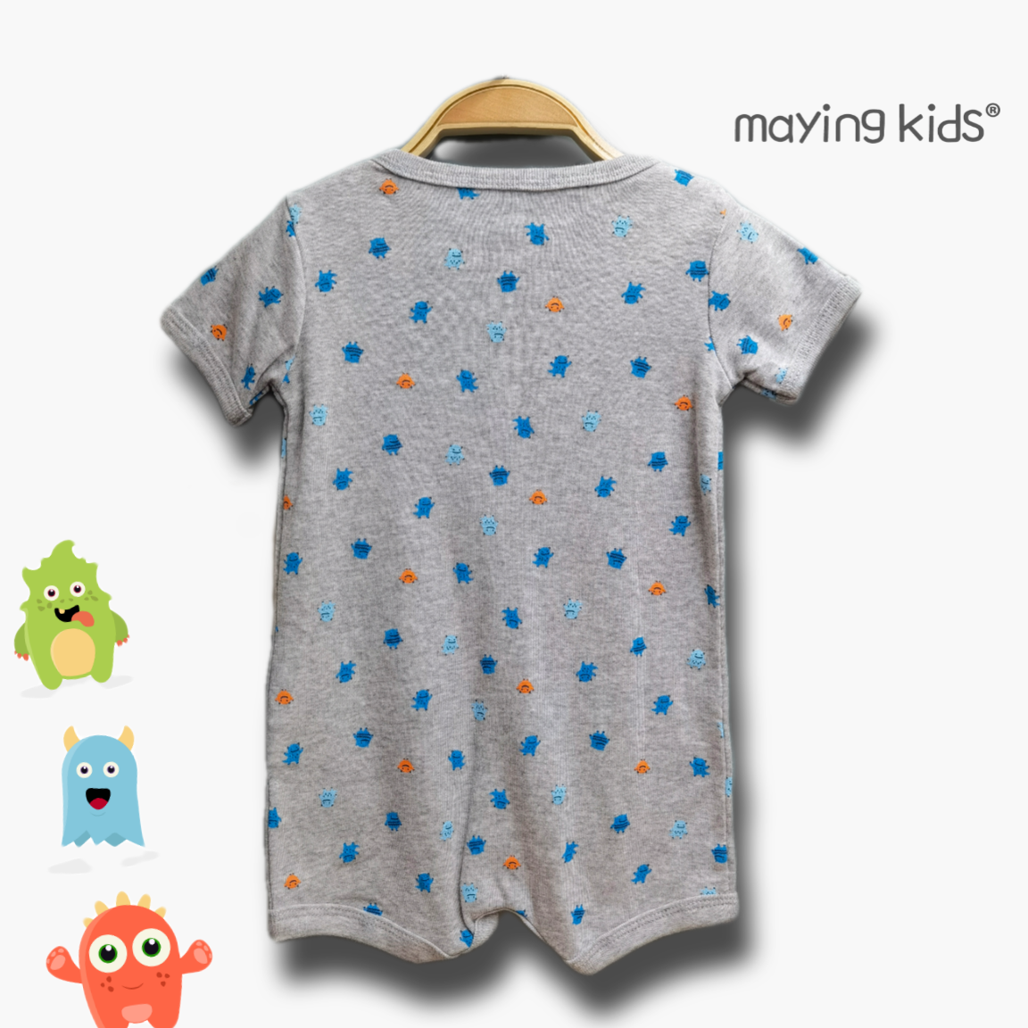 純棉短袖連身服(怪獸圖案👻)