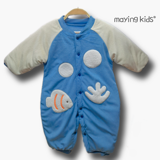 冬季長袖保暖嬰兒服♨️ 燈芯絨夾綿連身服🐠