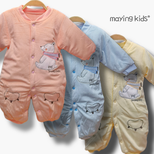 冬季長袖保暖嬰兒服♨️ 燈芯絨夾綿連身服