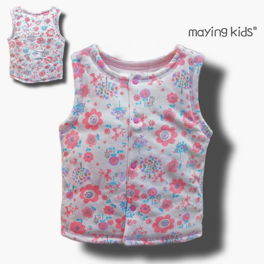 夾棉背心外套 - 花花
