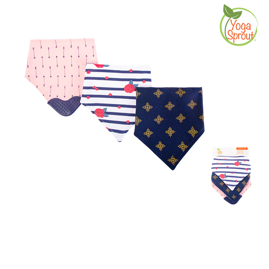 Bandana Bib with Teether 3pc 嬰兒棉質三角巾圍兜3件裝 - 草莓