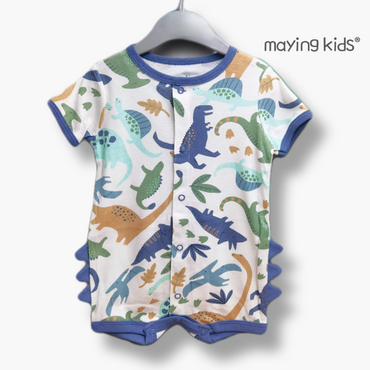 純棉短袖開胸連身衣 - 恐龍飛龍