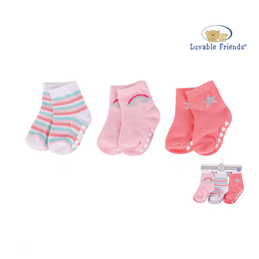 Baby Socks With Non-Skid 3pc 防滑襪仔3件裝 - 星星彩雲