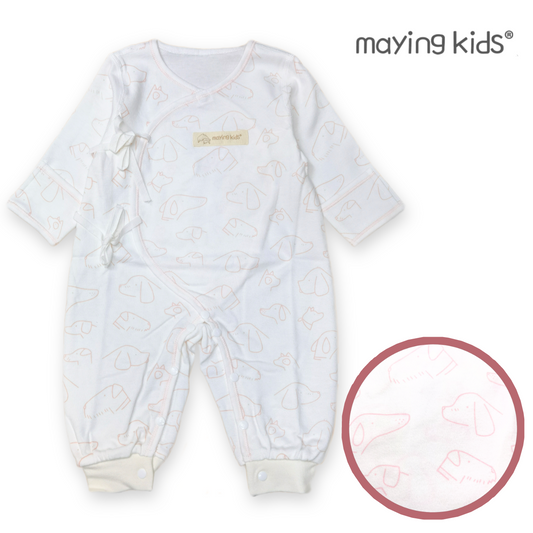 #2023 純棉雙面布綁帶連身衣 - 粉紅