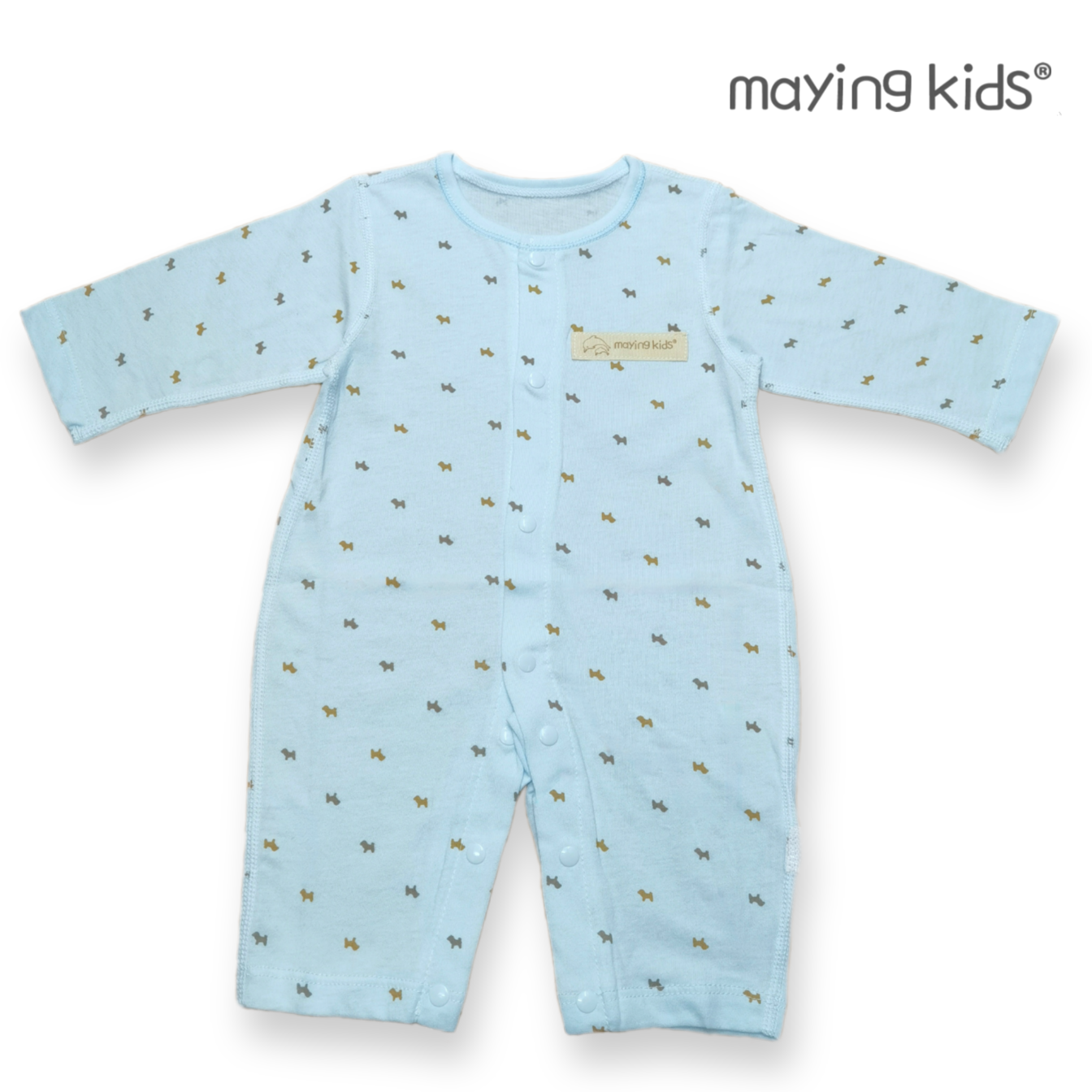 #J8018 純棉單面布開胸連身衣 - 狗仔圖案