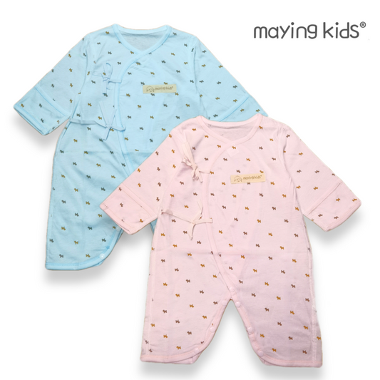 #J8012 純棉單面布綁帶連身衣 - 狗仔圖案