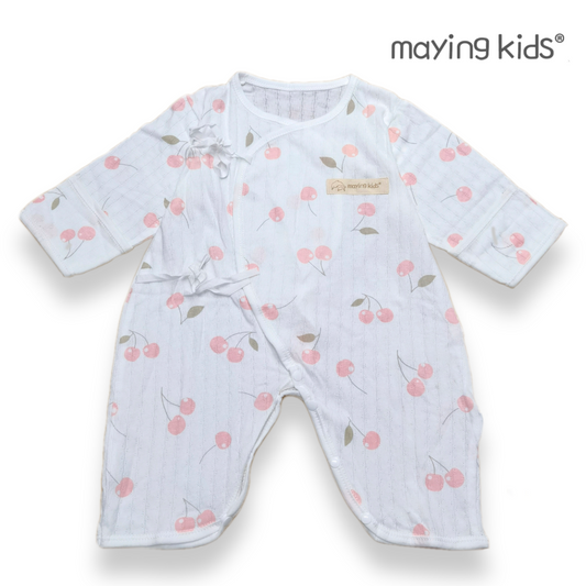 #K8021 純棉單面布綁帶連身衣 - 車厘子