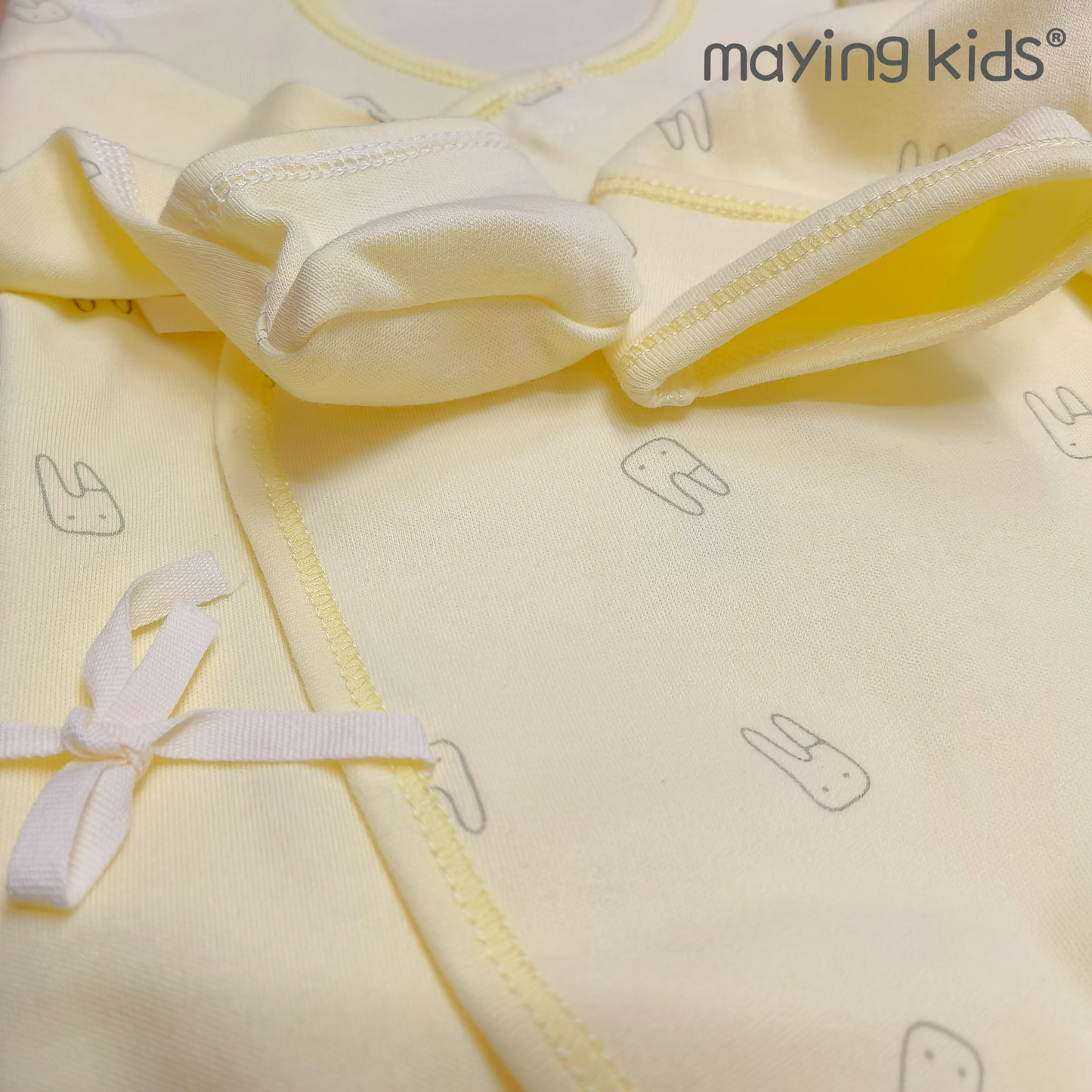 #9628 純棉雙面布綁帶連身衣 - 黃色